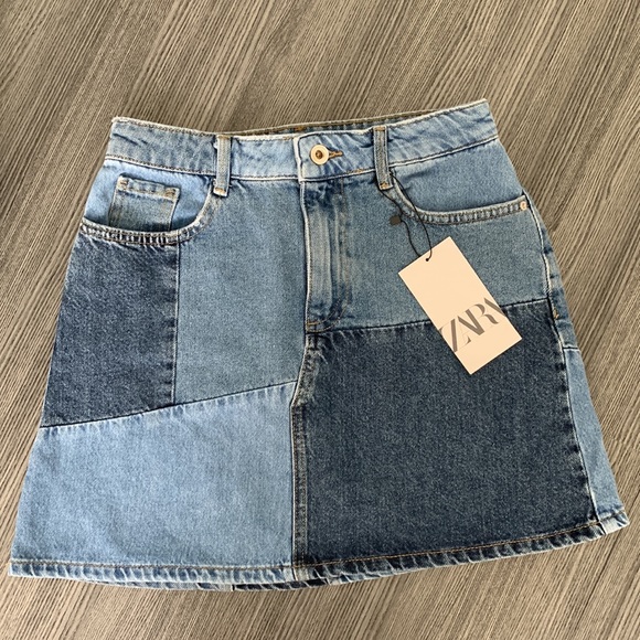 NWT Denim patchwork mini skirt - Picture 7 of 9